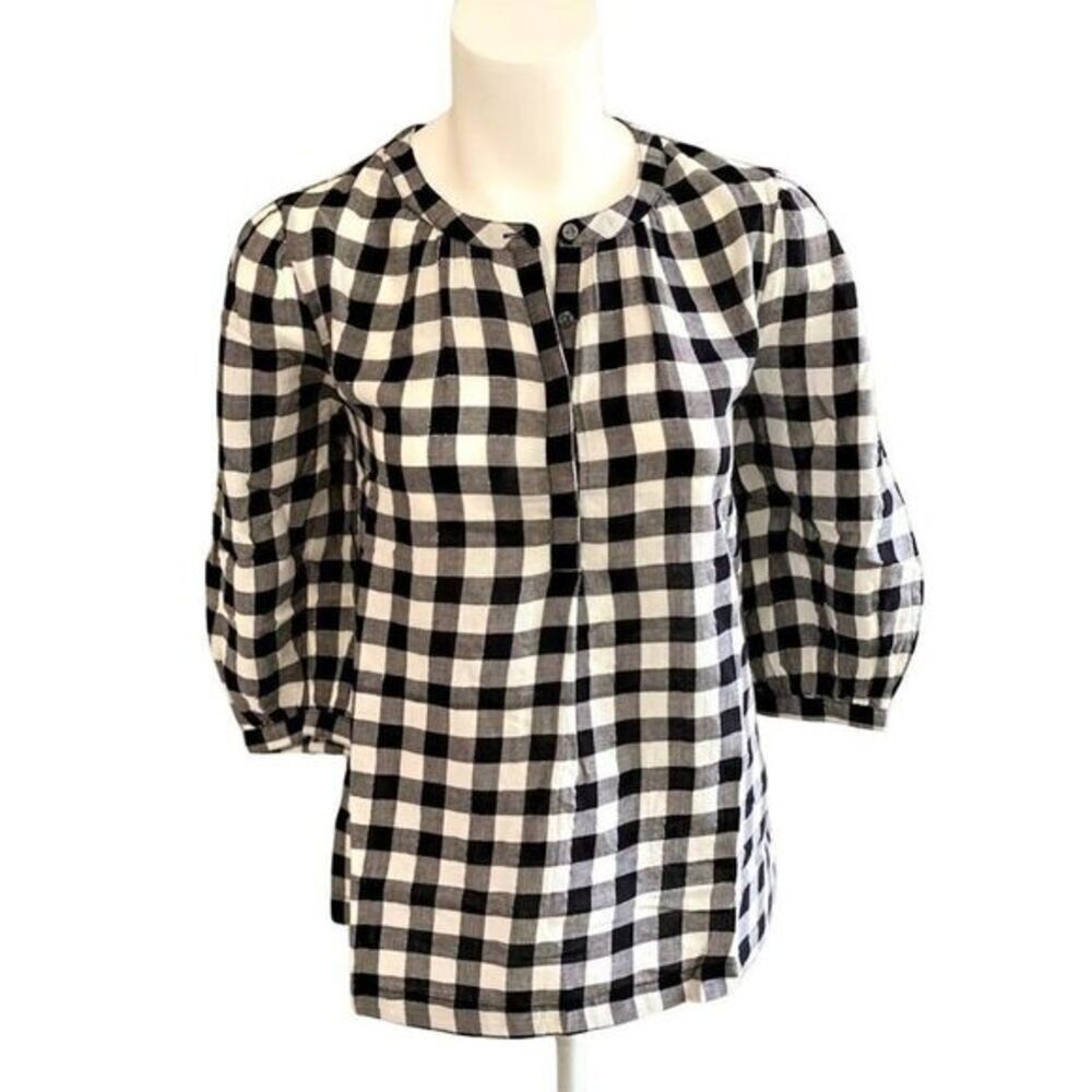 Style & CoBlack White Buffalo Plaid Shirt Metallic Threads sz Large NEW